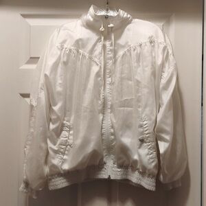 Vintage Adidas Pearl White Retro 80s Track Jacket Windbreaker Size M